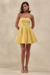 Bruna | Lemon Bandeau Skater Mini Dress