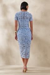 Ina | Powder Blue Lace Crew-Neck Crop-Top