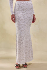 Viselle | White Lace Maxi Skirt