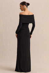Esara | Black Maxi-Skirt With Gathered-Detailing