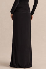Esara | Black Maxi-Skirt With Gathered-Detailing