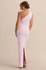 Merella | Light Pink High Neck Maternity Maxi Dress With Cape Sleeve
