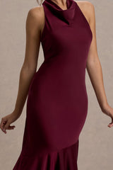 Amelita | Port Satin Cowl-Neck Maxi Dress