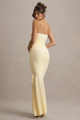 Capria | Pale Lemon Bandeau Wrap Maxi Dress