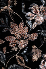 Lyric | Black Floral Velvet And Sequin Embellished Crew-Neck Maxi Dress
