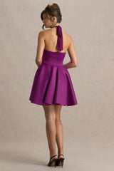 Peggy | Mulberry Halter-Neck Skater Mini Dress