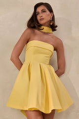 Bruna | Lemon Bandeau Skater Mini Dress