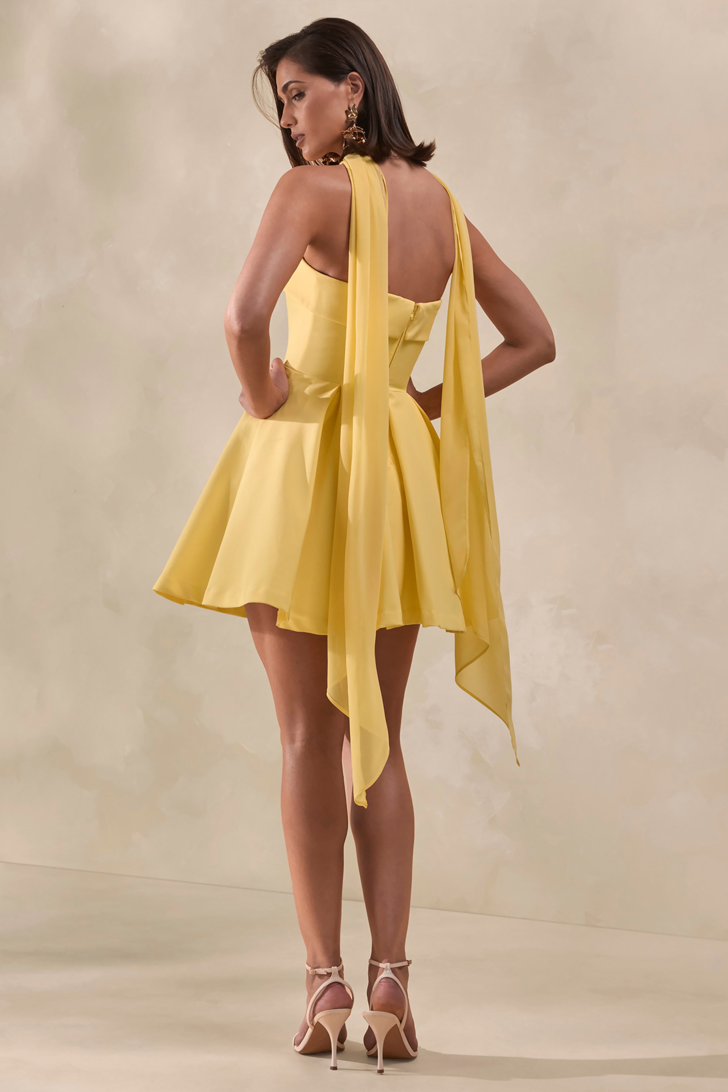 Bruna | Lemon Bandeau Skater Mini Dress