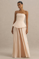 Feeling Good | Nude Bandeau Jumpsuit With Pleated Trouser