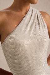 Deity | Silver Embellished Asymmetric-Neck Maxi Dress With Open-Back