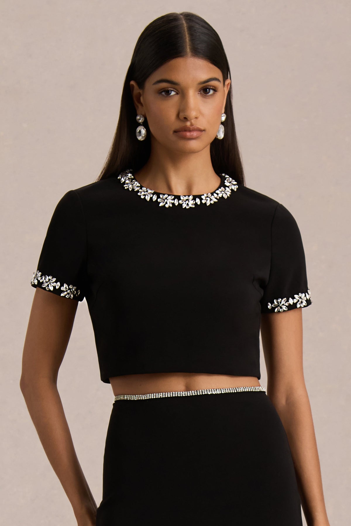 Salma | Black Hand-Embellished Top