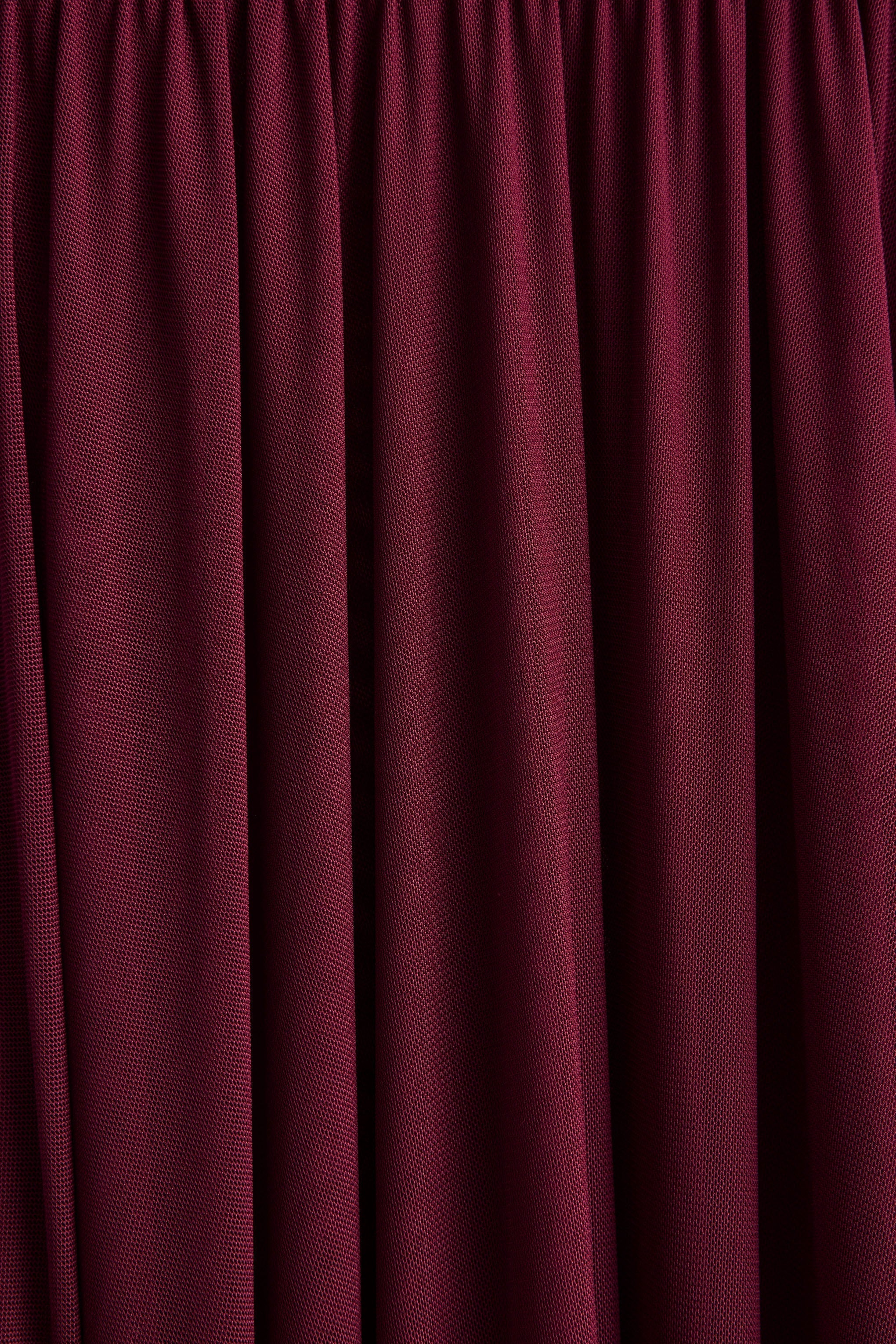 Gigi | Burgundy High-Neck Maxi Dress With Drop-Waist And Sheer Skirt
