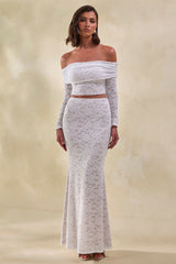 Virena | White Lace Bardot-Neck Crop-Top