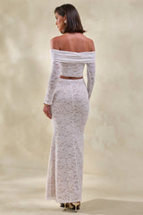 Virena | White Lace Bardot-Neck Crop-Top