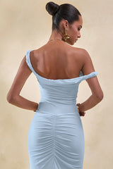 Kesia | Blue Twisted Asymmetric Thong Bodysuit
