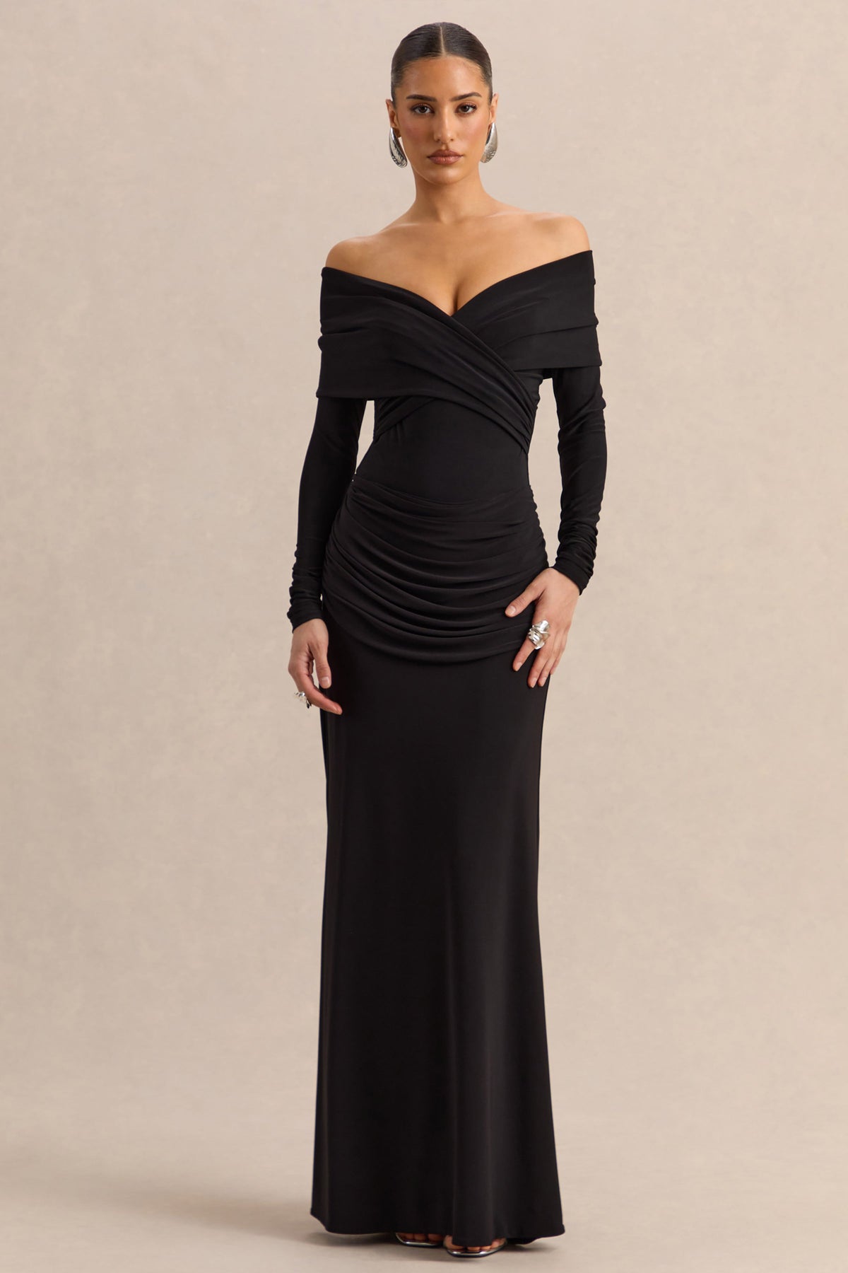 Esara | Black Maxi-Skirt With Gathered-Detailing