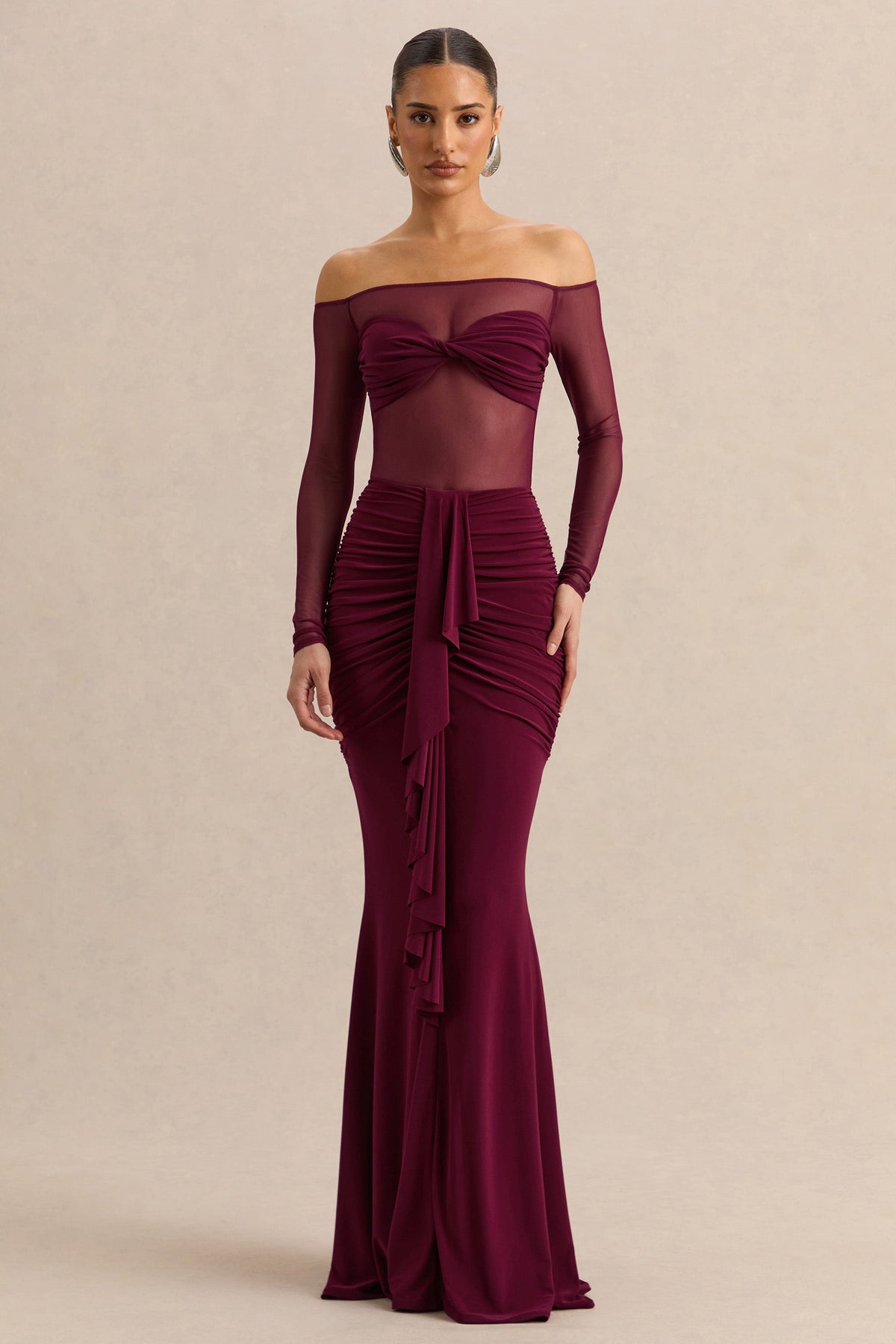 Iskra | Burgundy Extreme Ruffled Maxi Skirt