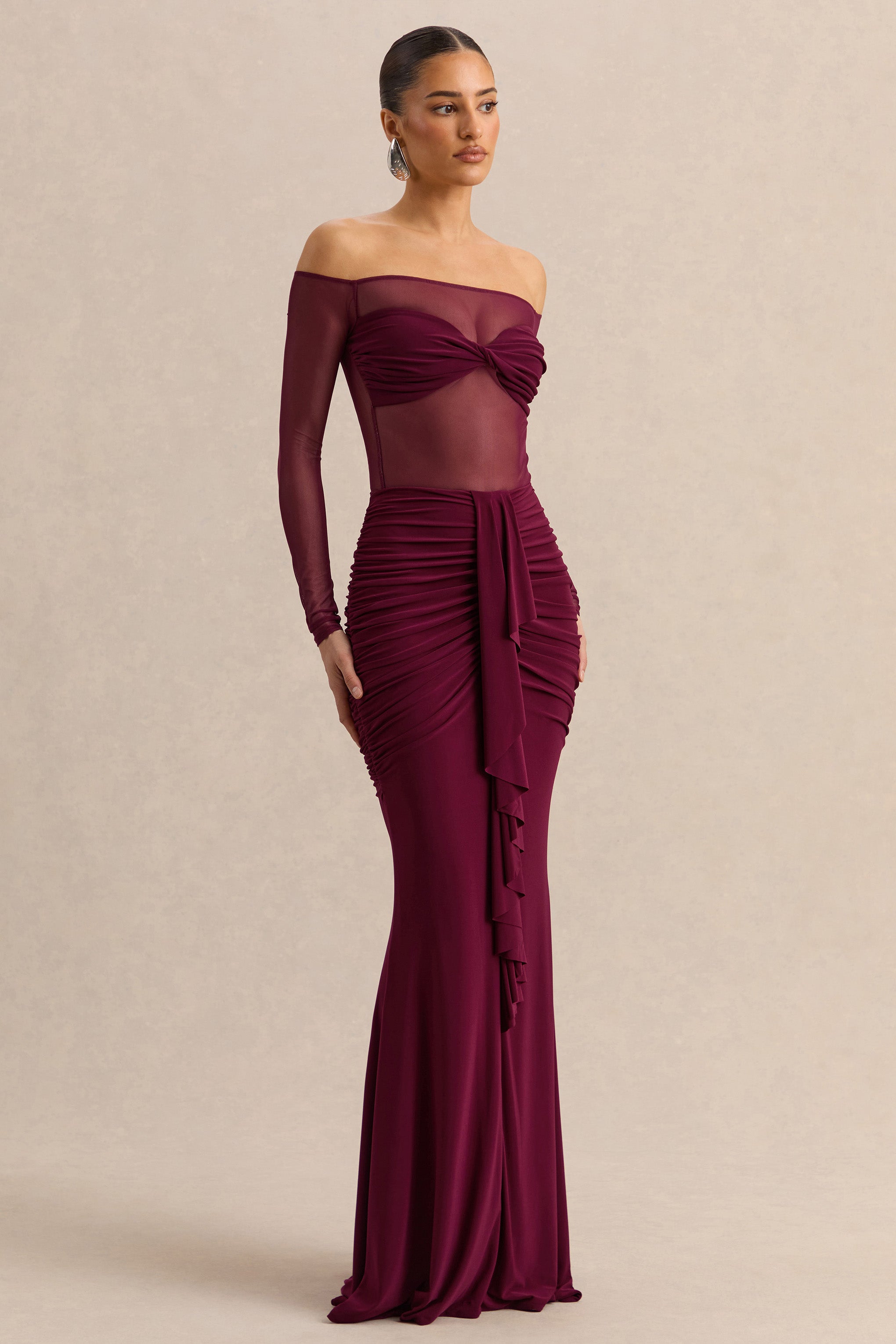 Iskra | Burgundy Extreme Ruffled Maxi Skirt