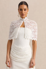Caliro | White Lace High-Neck Short Cape