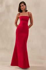 Zavira | Red Square-Neck Maxi Dress