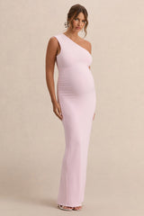 Merella | Light Pink High Neck Maternity Maxi Dress With Cape Sleeve