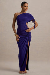 Trance | Blue Asymmetric Maxi Dress with Split