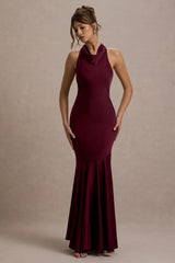 Amelita | Port Satin Cowl-Neck  Maxi Dress
