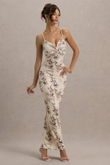 Luz | Lemon Floral Print Strappy Maxi Dress