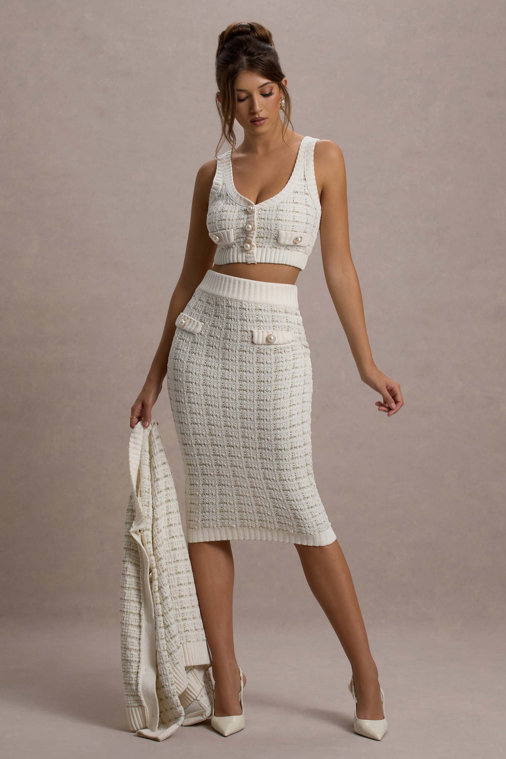 Dee | Cream Boucle Crop Top