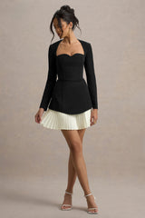 Lysette | Black Sweetheart Long-Sleeve Stretch Mini Dress