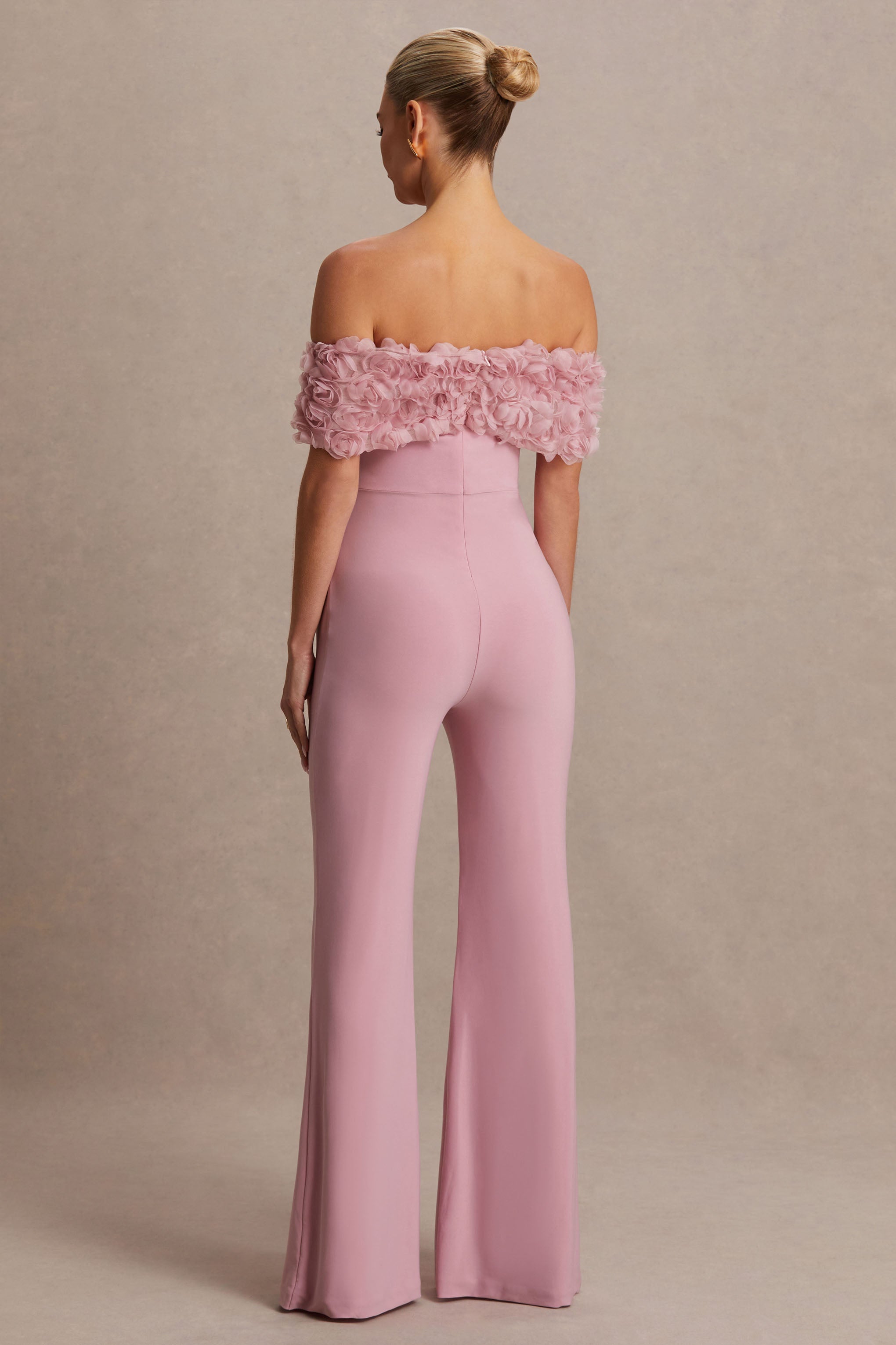 Sallow | Pink Floral Bardot Maternity Jumpsuit