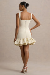 Daliana | Stone Square-Neck Ruffled Mini Dress